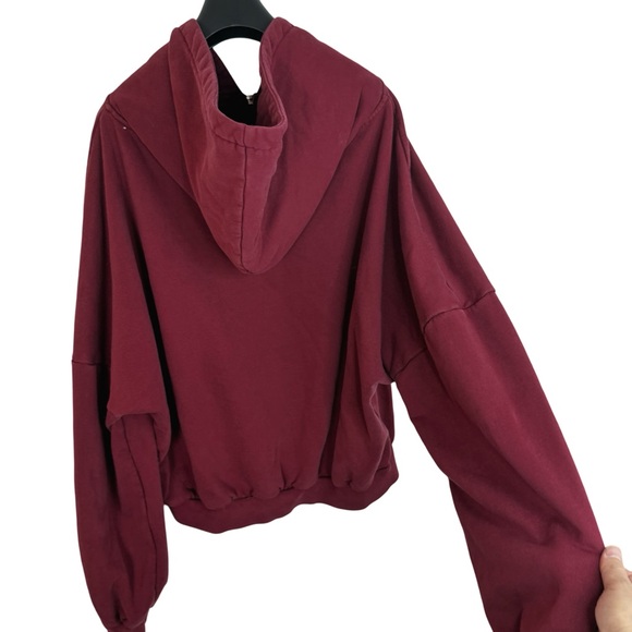 POPFLEX Women's Crimson Red Designer Premium Baggy Hoodie Massive Hood L/XL - Picture 7 of 9